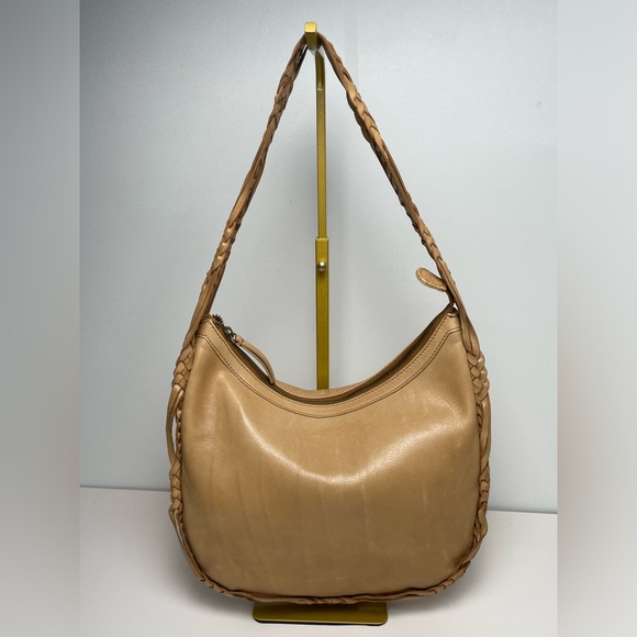 Genuine Leather Tan Weave Hobo Shoulder Bag Tote Bohemian Western Hippie - Picture 1 of 12